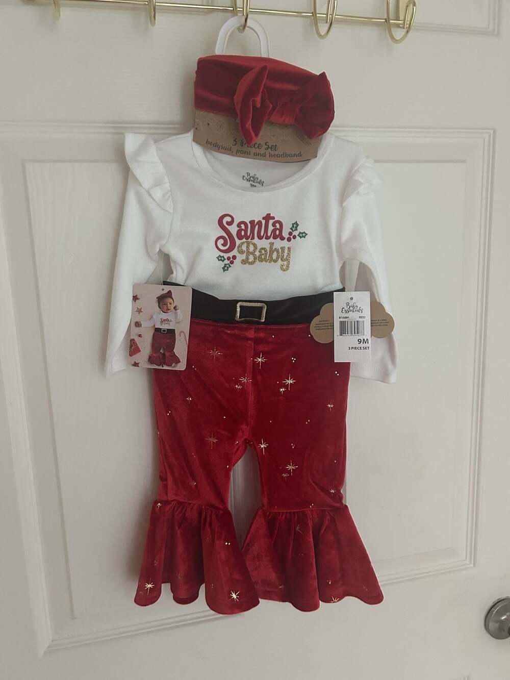 Baby Essentials Santa Baby 3-Piece Outfit Set Size 9M